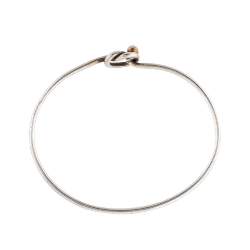 Authentic Tiffany & Co. silver and gold bangle. lucky in love knot. - Picture 3 of 4